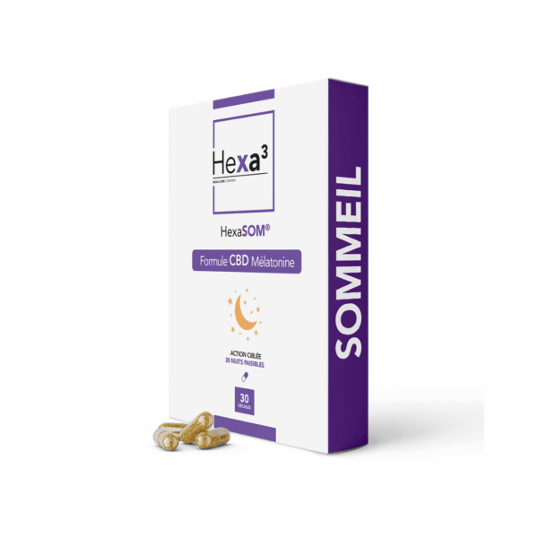 30 gélules SOMMEIL - 50 mg CBD + Mélatonine - HexaSOM - Hexa3