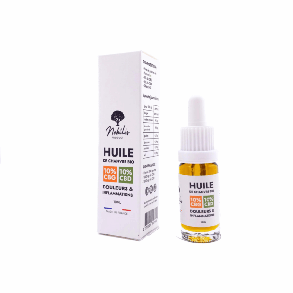 Huile DOULEURS & INFLAMMATIONS - 10% CBD + 10% CBG - Nobilis