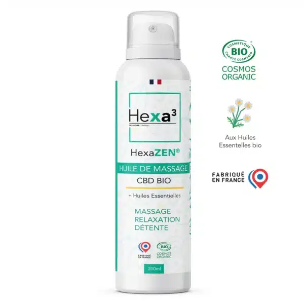 Huile de Massage CBD Bio HexaZEN® 200ml - Hexa3