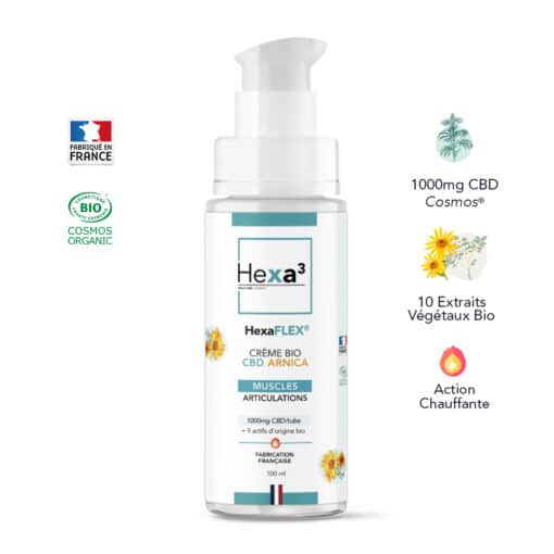 Crème CBD Arnica + Huiles Essentielles 100ml - Hexa3