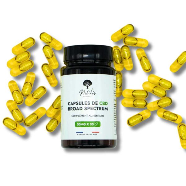 Grossiste Gélules Huile CBD - Broad Spectrum - Nobilis - 50mg x 30